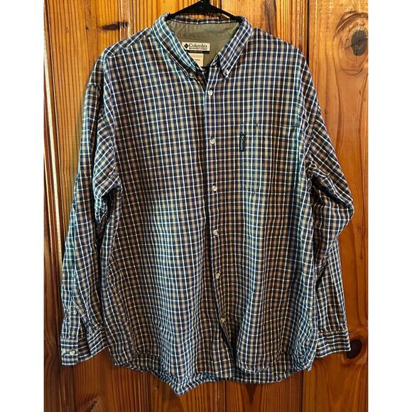 Columbia men’s blue checkered long sleeve button down shirt size XL - Picture 1 of 3